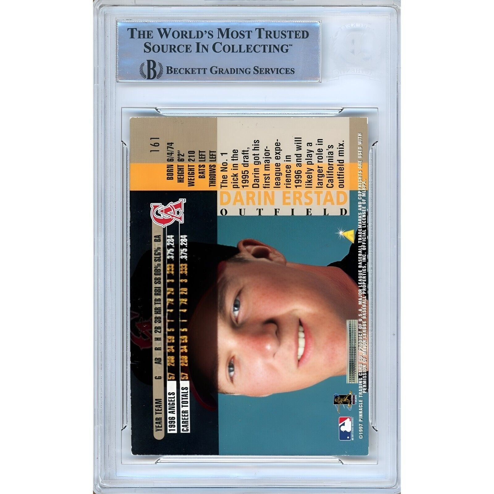 1997 #161 Darin Erstad LA Angels Autograph Trading Card – Beckett BAS