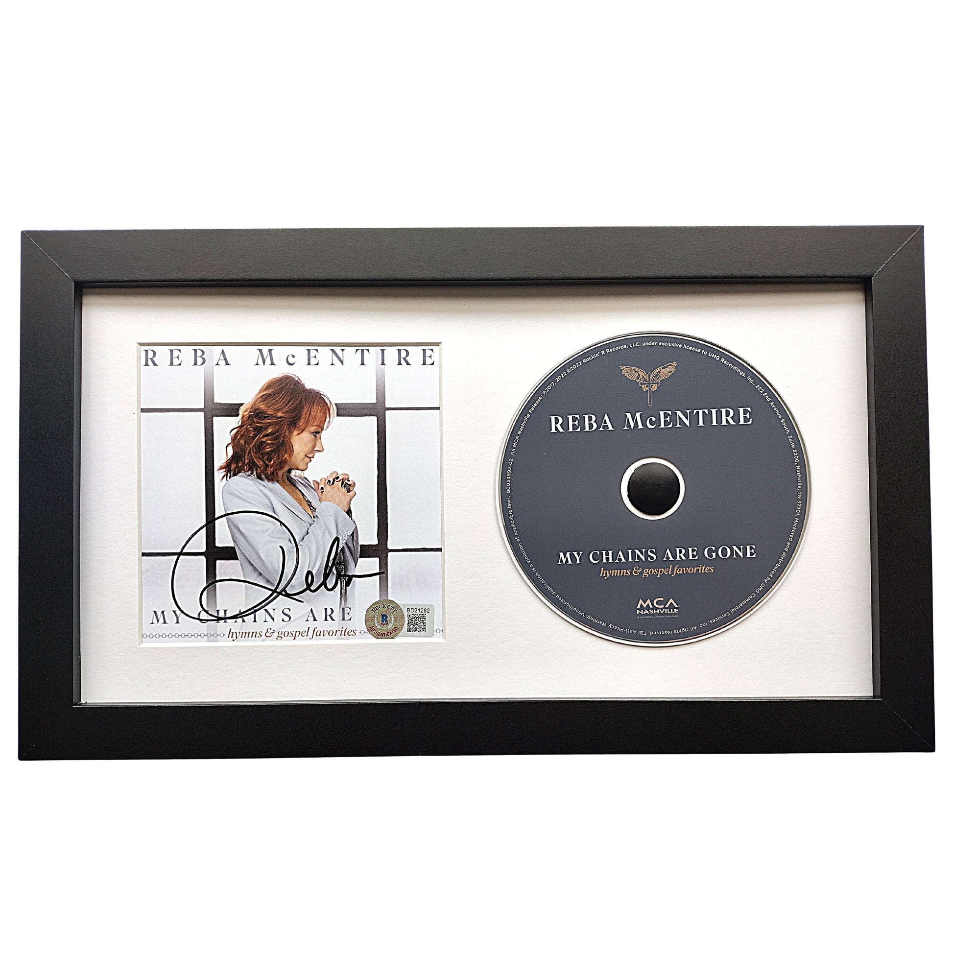 Music- Autographed- Reba McEntire Signed My Chains Are Gone CD Cover Framed Matted Wall Display Beckett Authentication BD21282 - 103b