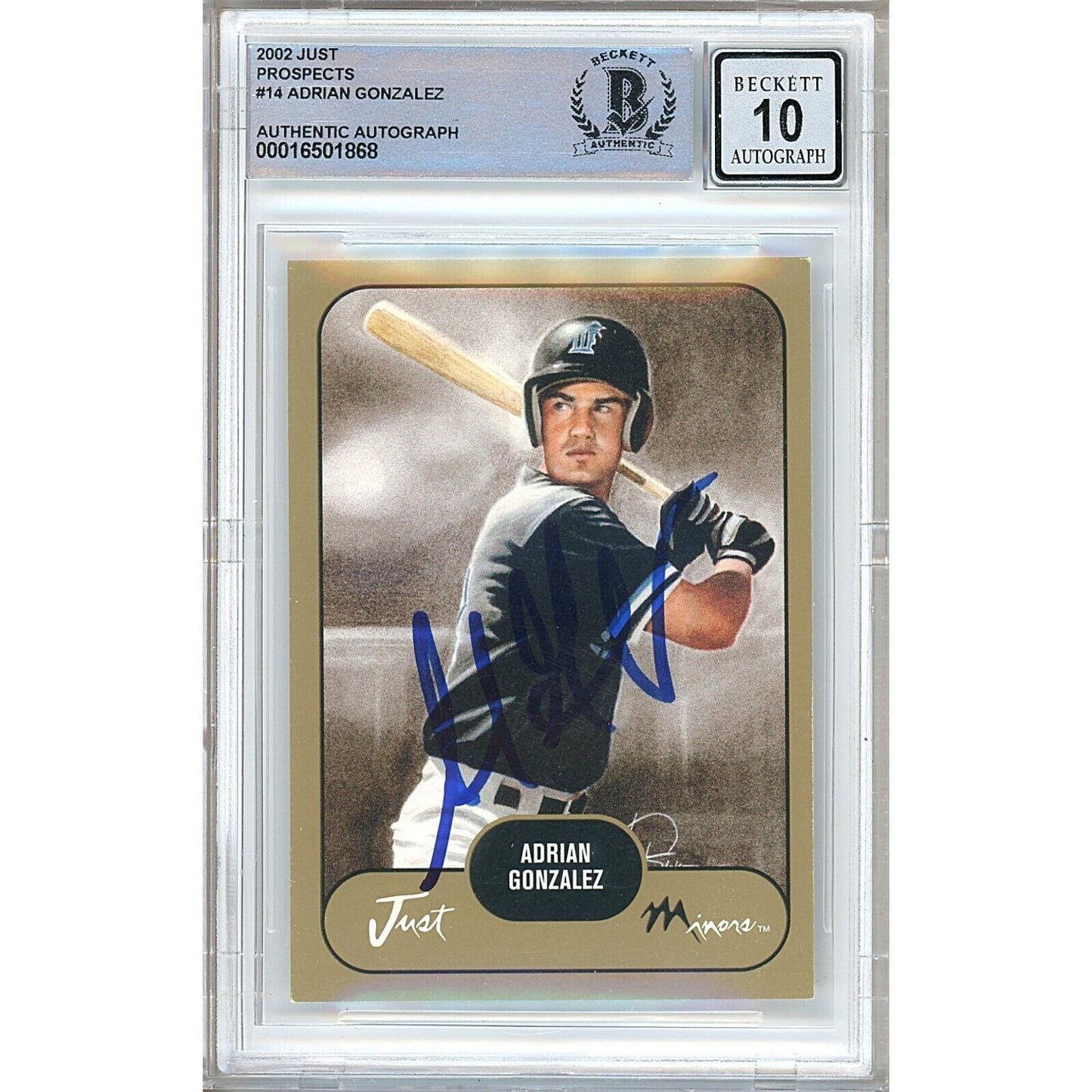 Adrian Gonzalez Signed 2002 Just Prospects Rookie Card Beckett BGS Auto 10 Graded