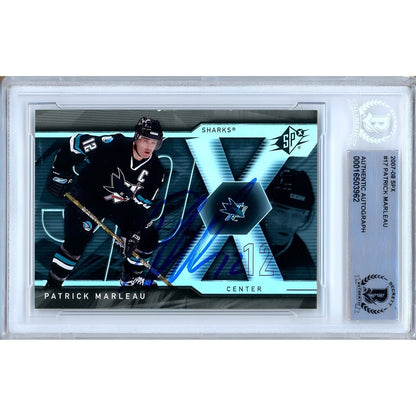 Hockey- Autographed- Patrick Marleau San Jose Sharks Signed 2007-08 Upper Deck SPx Hockey Card Beckett Authentic Auto Slab Front