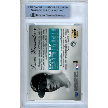 Baseballs- Autographed- Livan Hernandez Miami Marlins Signed 1999 Fleer Flair Showcase Row 2 Baseball Card Beckett Authenticated Auto Slab Back