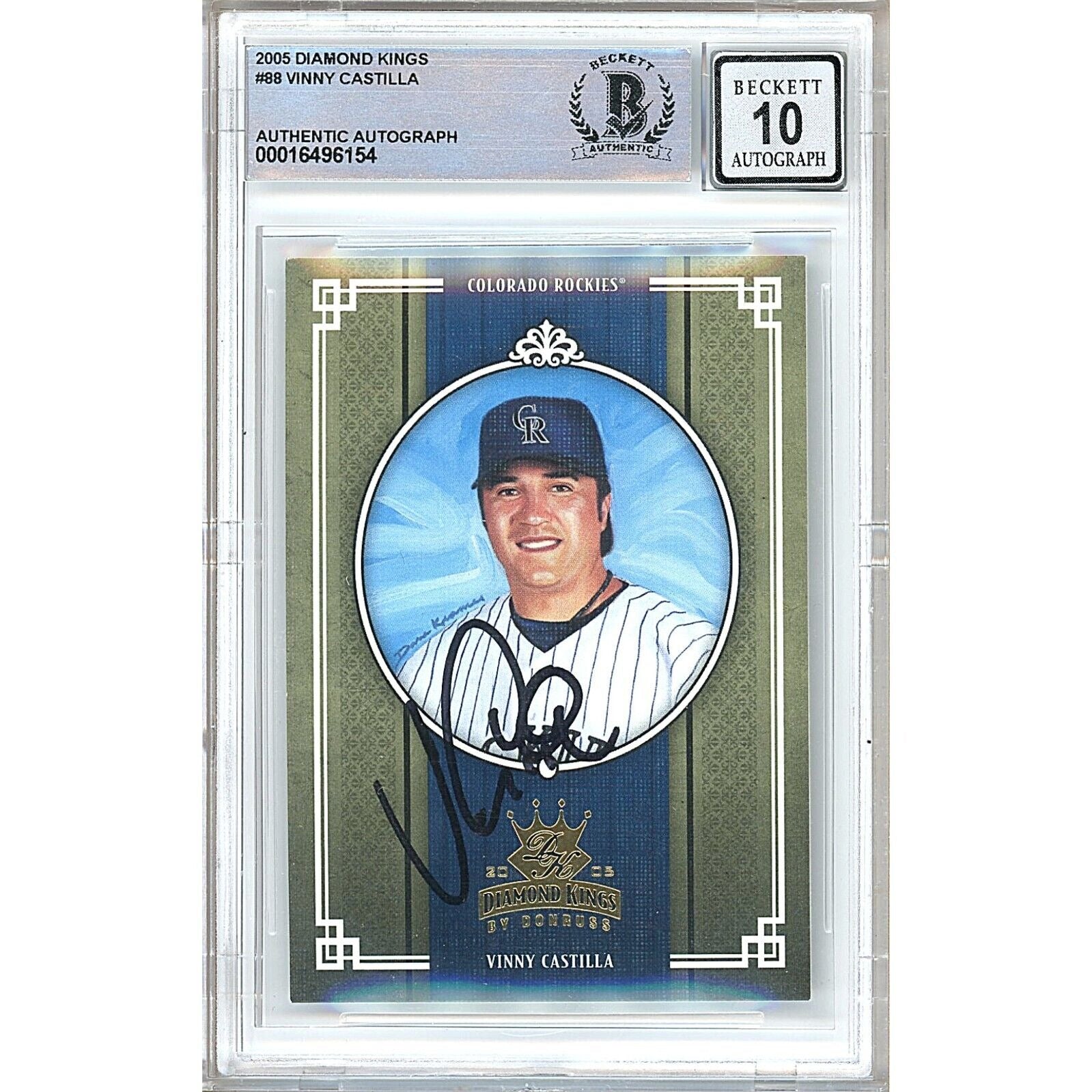 Vinny Castilla Colorado Rockies autographed trading card – full view – Beckett COA