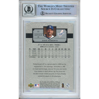 Baseballs- Autographed- Dave Roberts Los Angeles Dodgers Signed 2003 Upper Deck Classic Portraits Baseball Card Beckett Authentic BGS Auto-10 Graded Slab Back