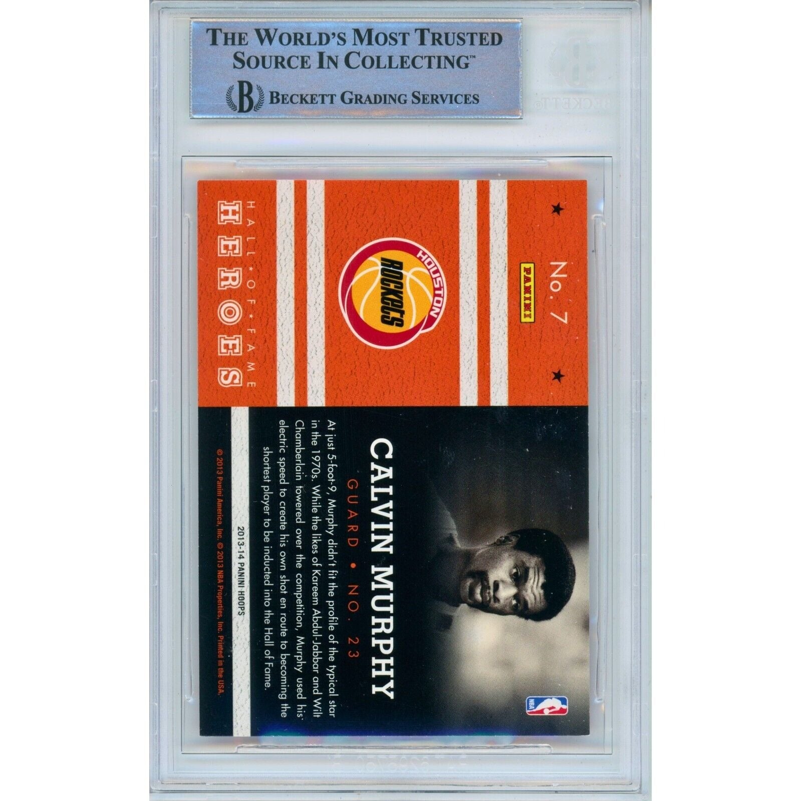 2013 Panini #7 Calvin Murphy Houston Rockets Autograph Trading Card – Beckett BAS
