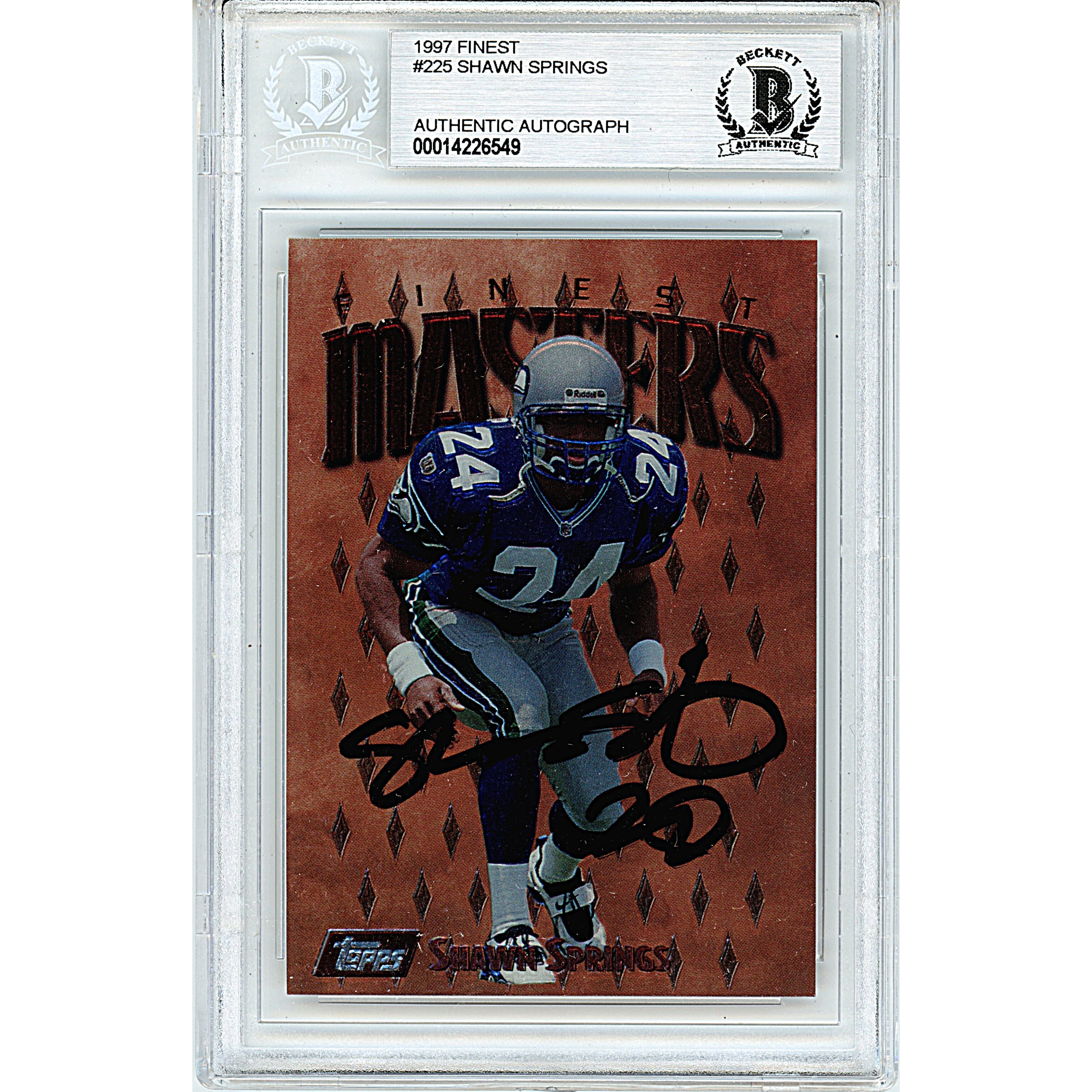 Shawn Springs Signed Seattle Seahawks Autographed Trading Card Beckett BGS