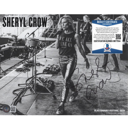 Music- Autographed- Sheryl Crow Signed Glastonbury Festival 8x10 Photo Beckett Certified BB77504 with COA