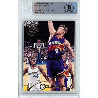 Basketballs- Autographed- Dan Majerle Phoenix Suns Signed 1994-95 Topps Stadium Club Basketball Card Beckett Authentic Auto Slab Front