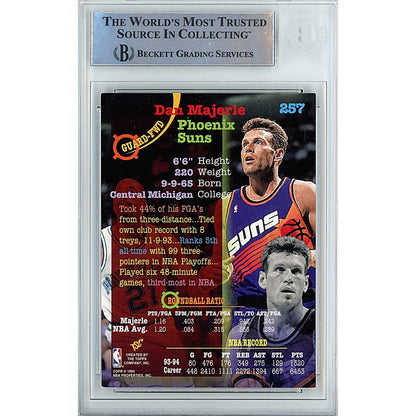 Basketballs- Autographed- Dan Majerle Phoenix Suns Signed 1994-95 Topps Stadium Club Basketball Card Beckett Authentic Auto Slab Back