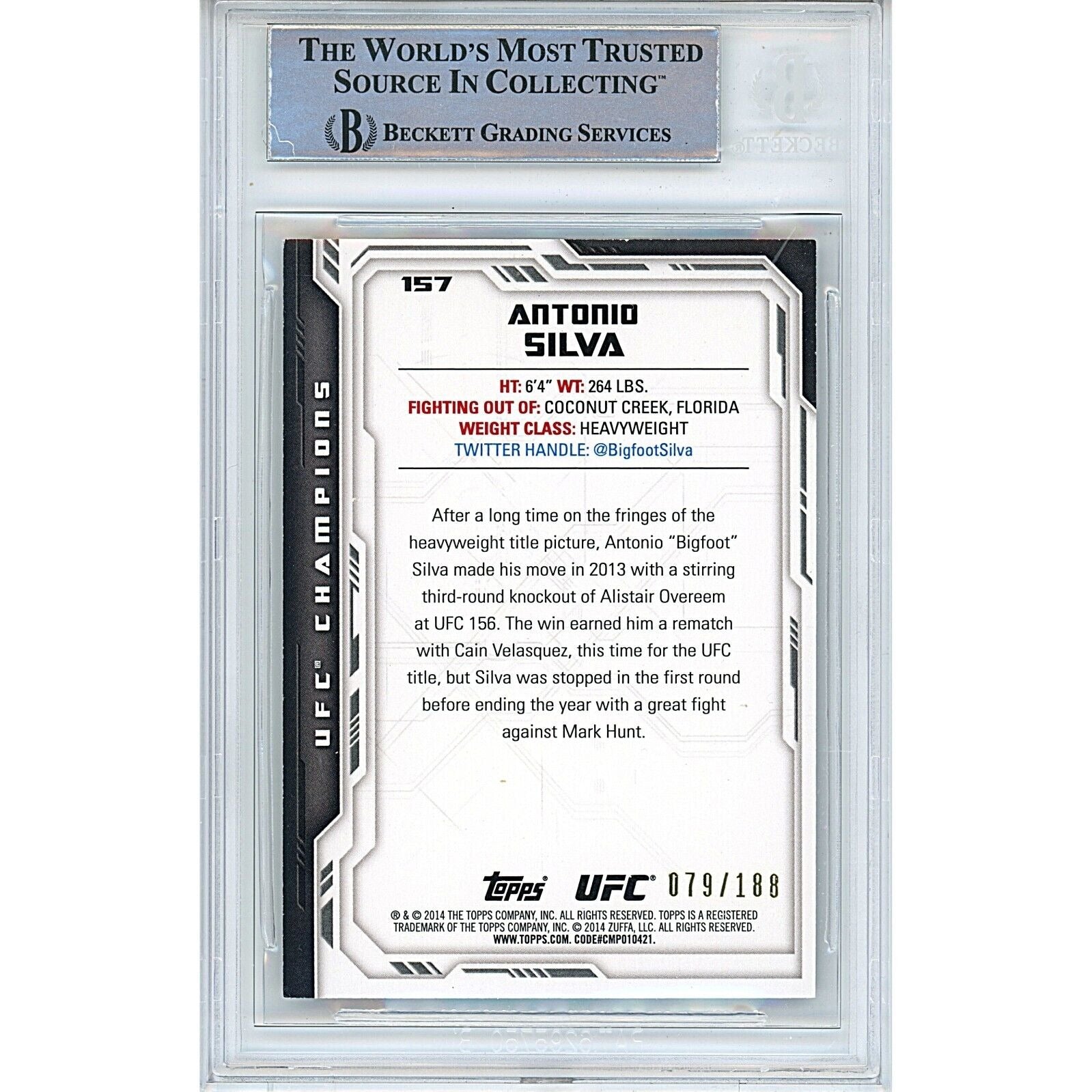 2014 Topps Antonio Silva Signed Trading Card – Beckett BAS