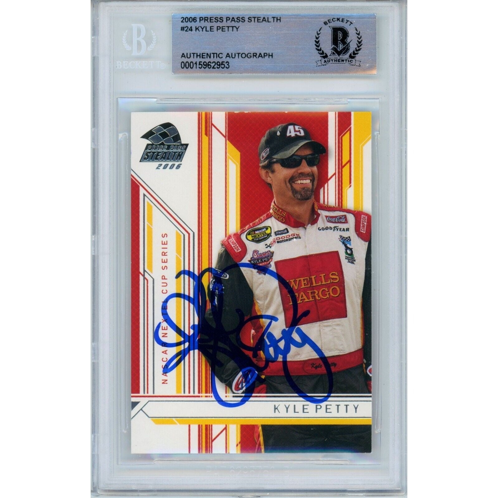 Kyle Petty Nascar autographed trading card – full view – Beckett COA