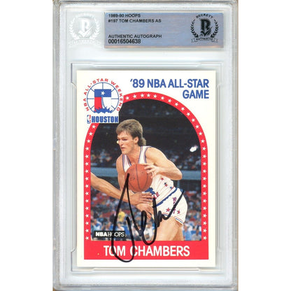 Basketballs- Autographed- Tom Chambers Phoenix Suns Signed 1989-90 NBA Hoops All Star Game Trading Card Beckett Authentic Auto Slab Front