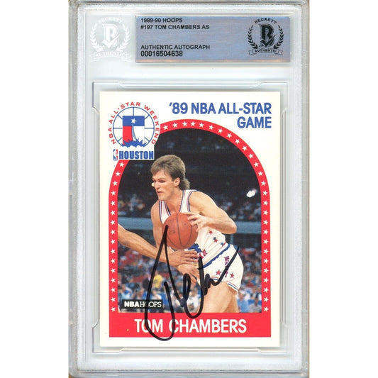 Basketballs- Autographed- Tom Chambers Phoenix Suns Signed 1989-90 NBA Hoops All Star Game Trading Card Beckett Authentic Auto Slab Front