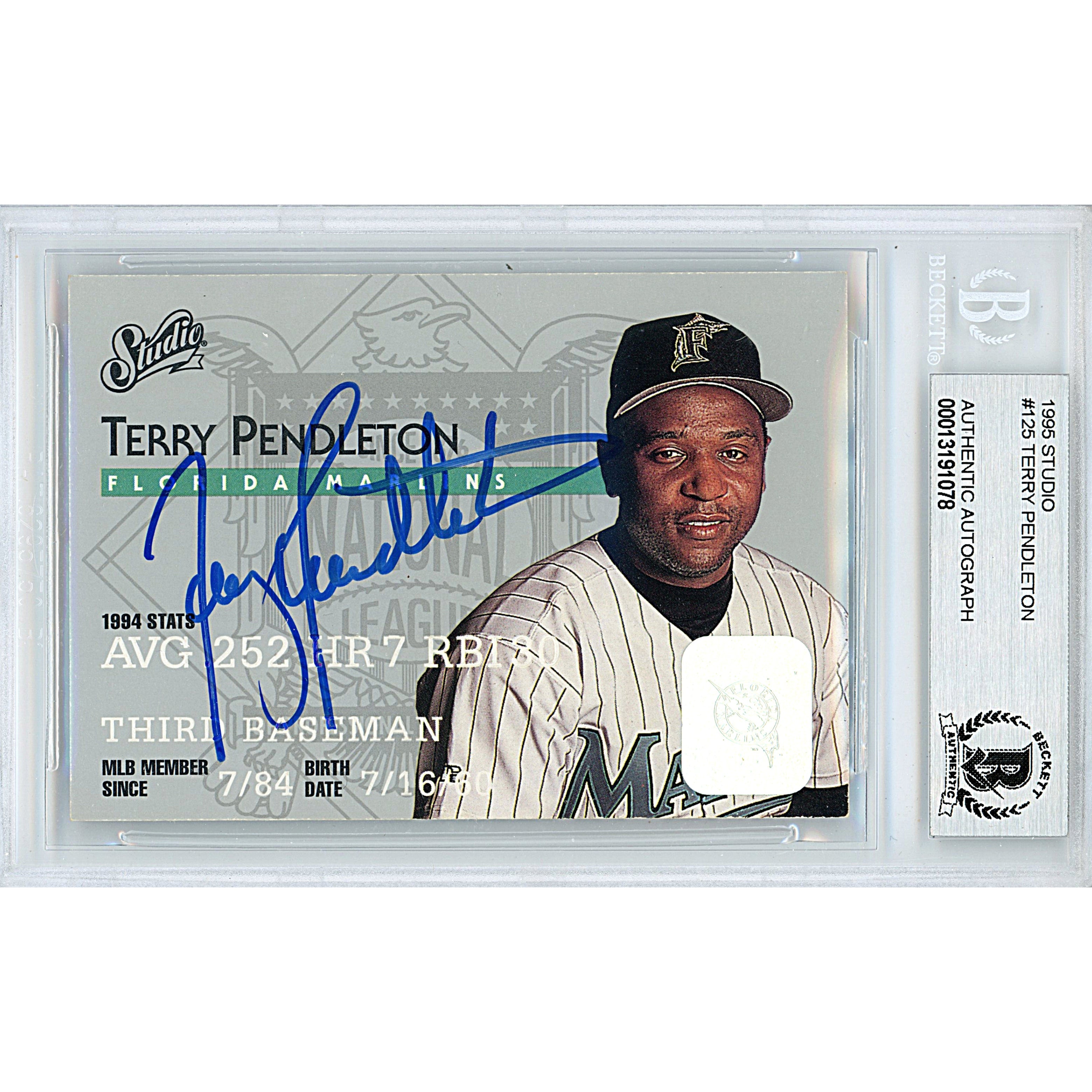 Terry Pendleton Signed Florida Marlins Autographed Trading Card Beckett BGS