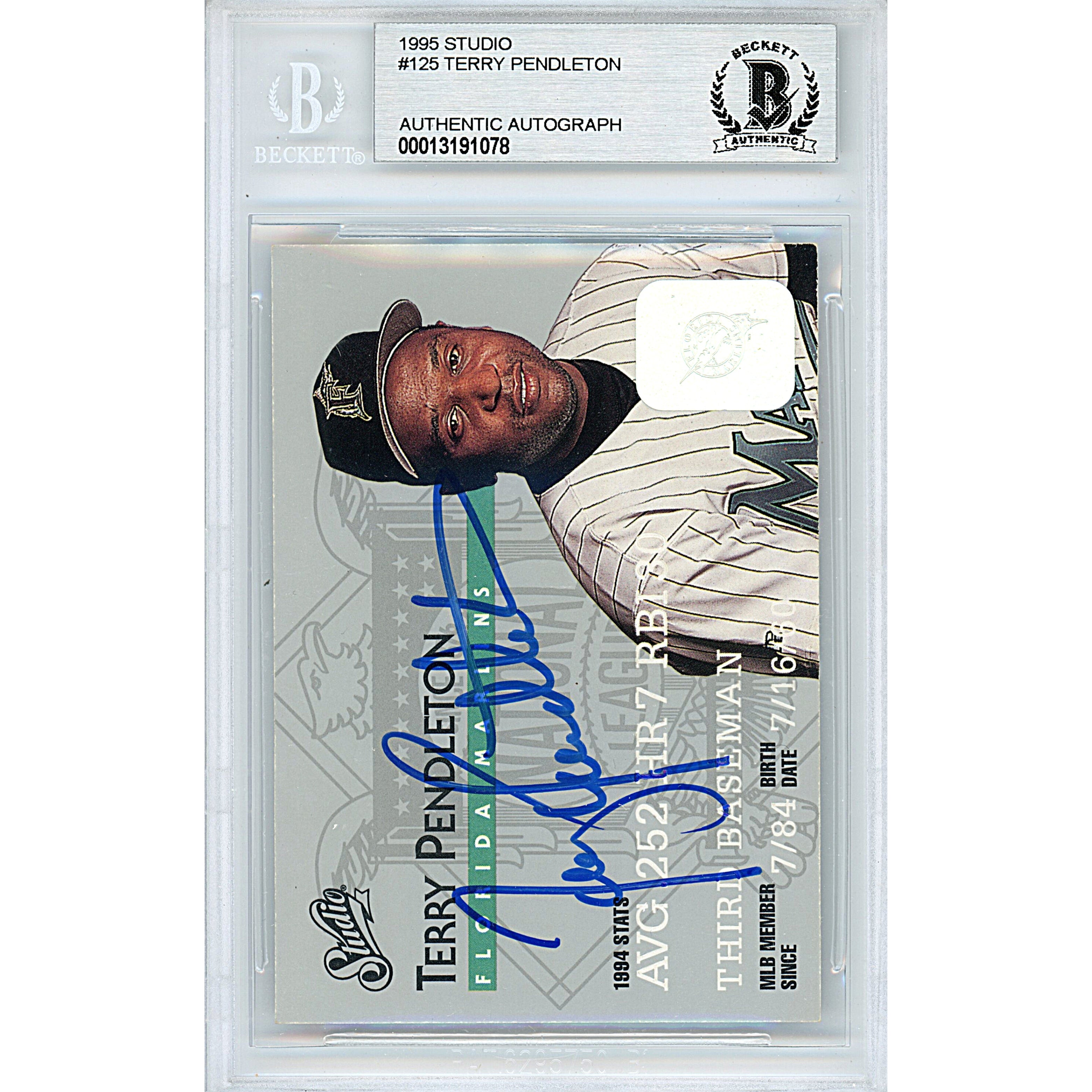 Terry Pendleton Signed Florida Marlins Trading Card Beckett BGS