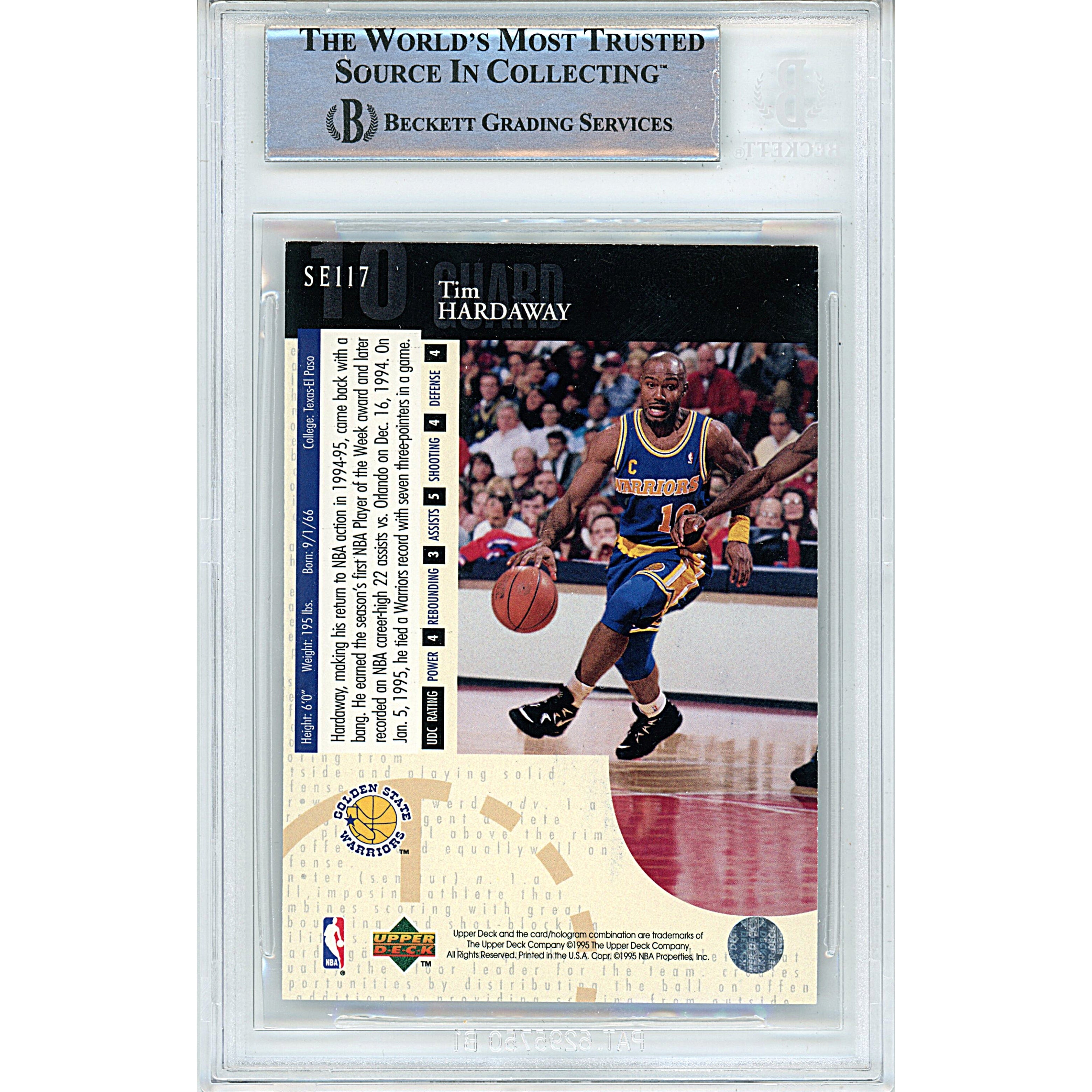 Tim Hardaway Signed Golden State Trading Card Beckett BAS