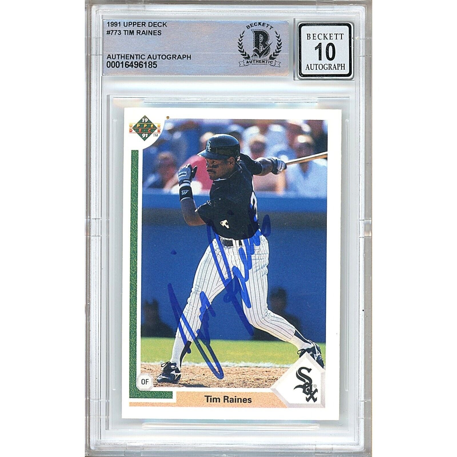 Tim Raines Chicago White Sox autographed trading card – full view – Beckett COA