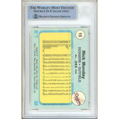 Baseballs- Autographed- Rick Monday Los Angeles Dodgers Signed 1982 Fleer Baseball Card Beckett Authenticated Auto Slab Back