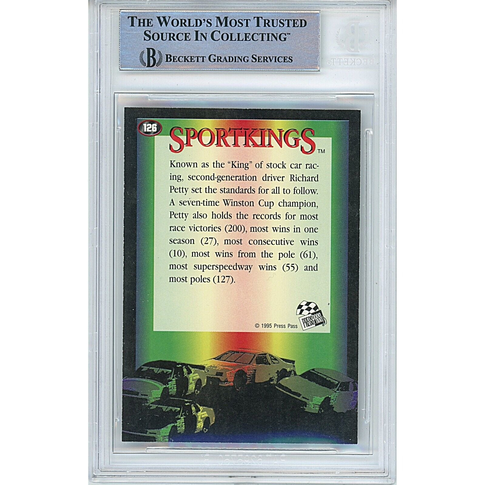 Richard Petty signed trading card – signature close-up – Beckett COA