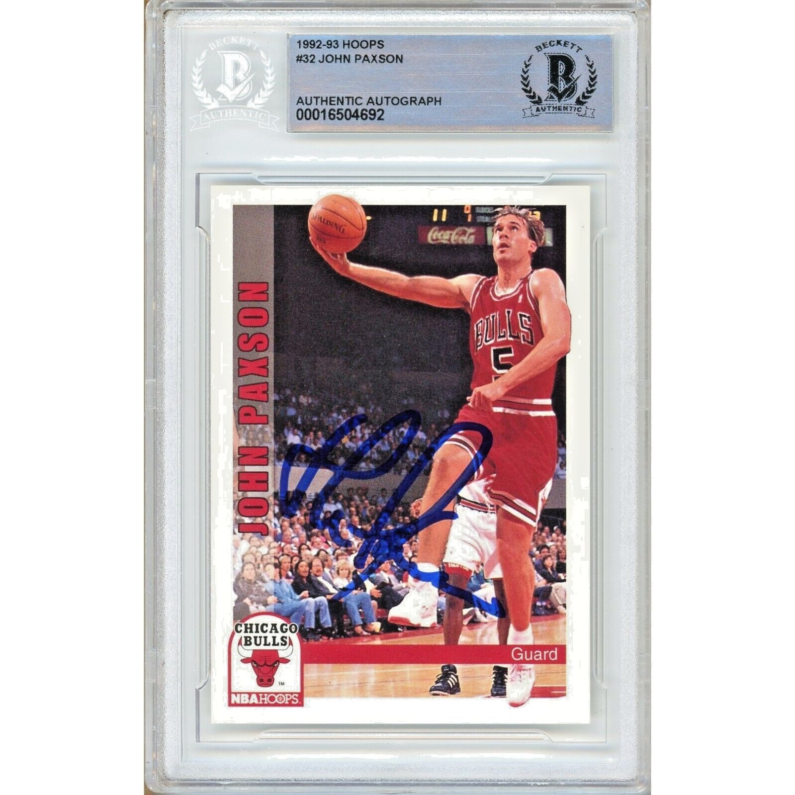 John Paxson Chicago Bulls autographed trading card – full view – Beckett COA