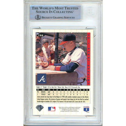 Baseballs- Autographed- Chipper Jones Atlanta Braves Signed 1994 Collectors Choice Baseball Card Beckett Authentic Auto Slab Back