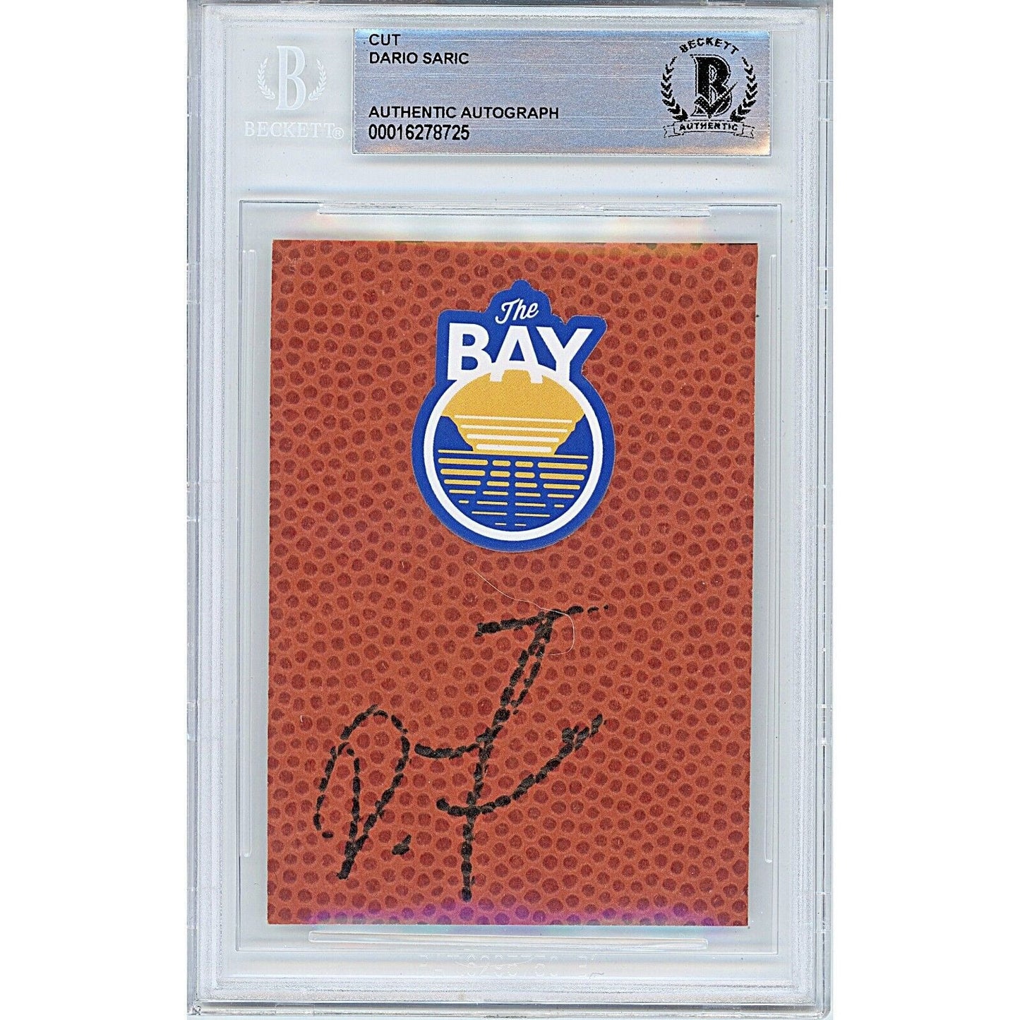 Basketballs- Autographed- Dario Saric Golden State Warriors Signed Basketball Cut Beckett Authentic Auto Slab Front