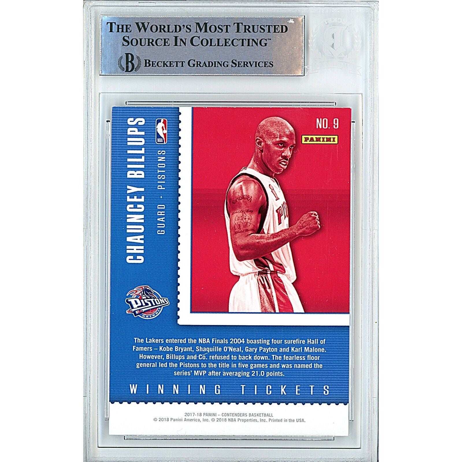 2017 Panini Chauncey Billups Detroit Pistons Signed Trading Card – Beckett BAS