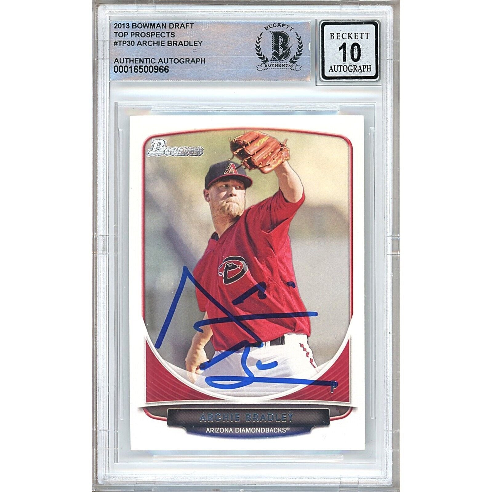 2013 Bowman Archie Bradley AZ Dbacks Autographed Trading Card – Beckett BAS