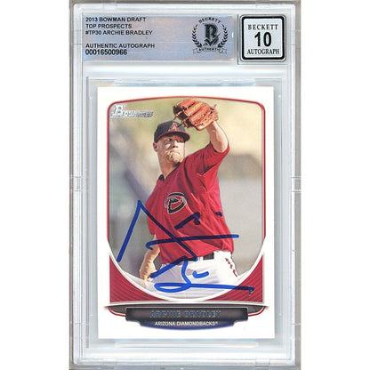 Baseballs- Autographed- Archie Bradley Diamondbacks Signed 2013 Bowman Draft Rookie Baseball Card Beckett Authentic BGS Auto-10 Graded Slab Front