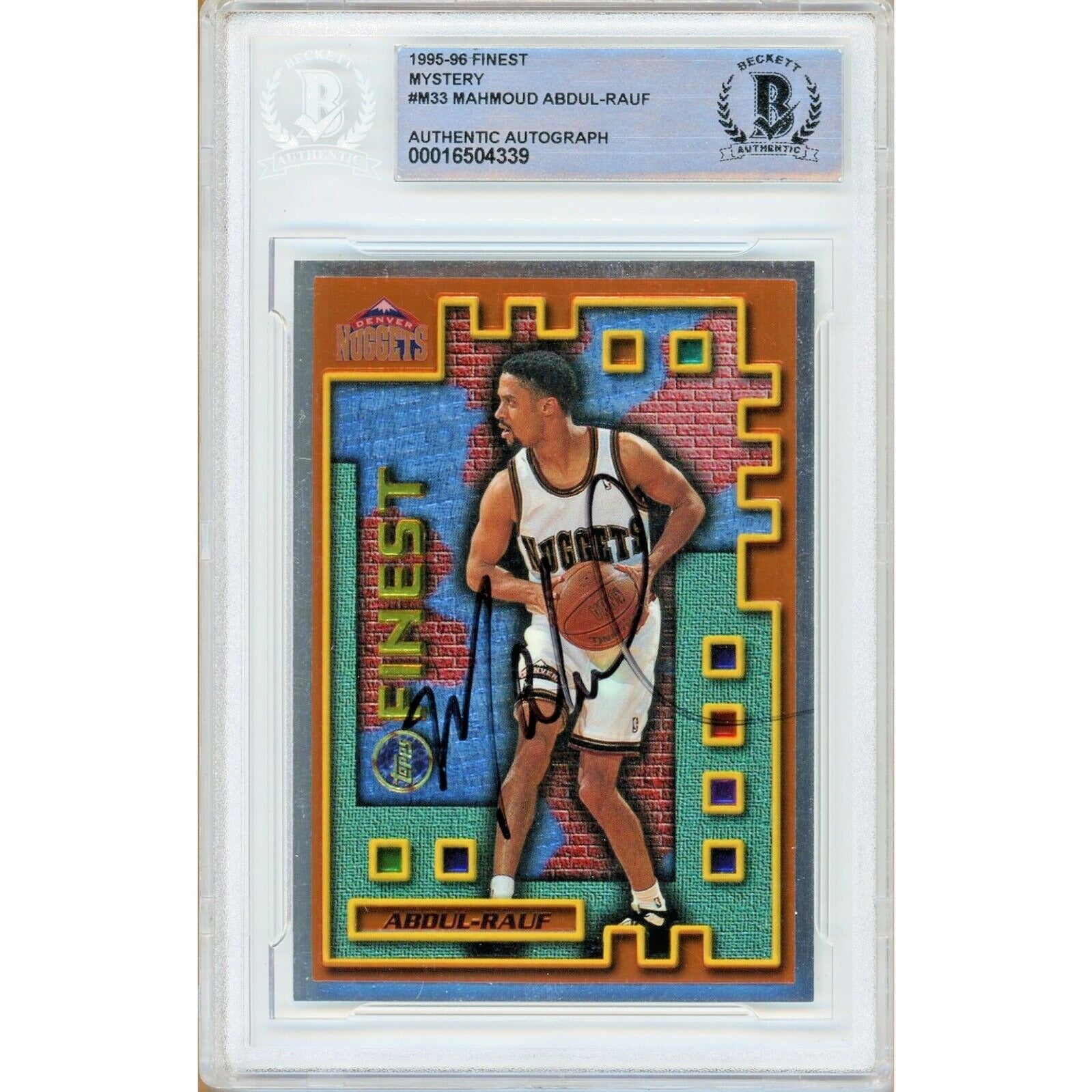 Mahmoud Abdul Rauf Denver Nuggets autographed trading card – full view – Beckett COA