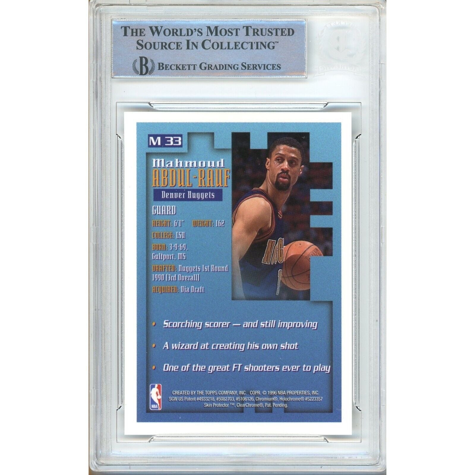 Mahmoud Abdul Rauf Denver Nuggets signed trading card – signature close-up – Beckett COA
