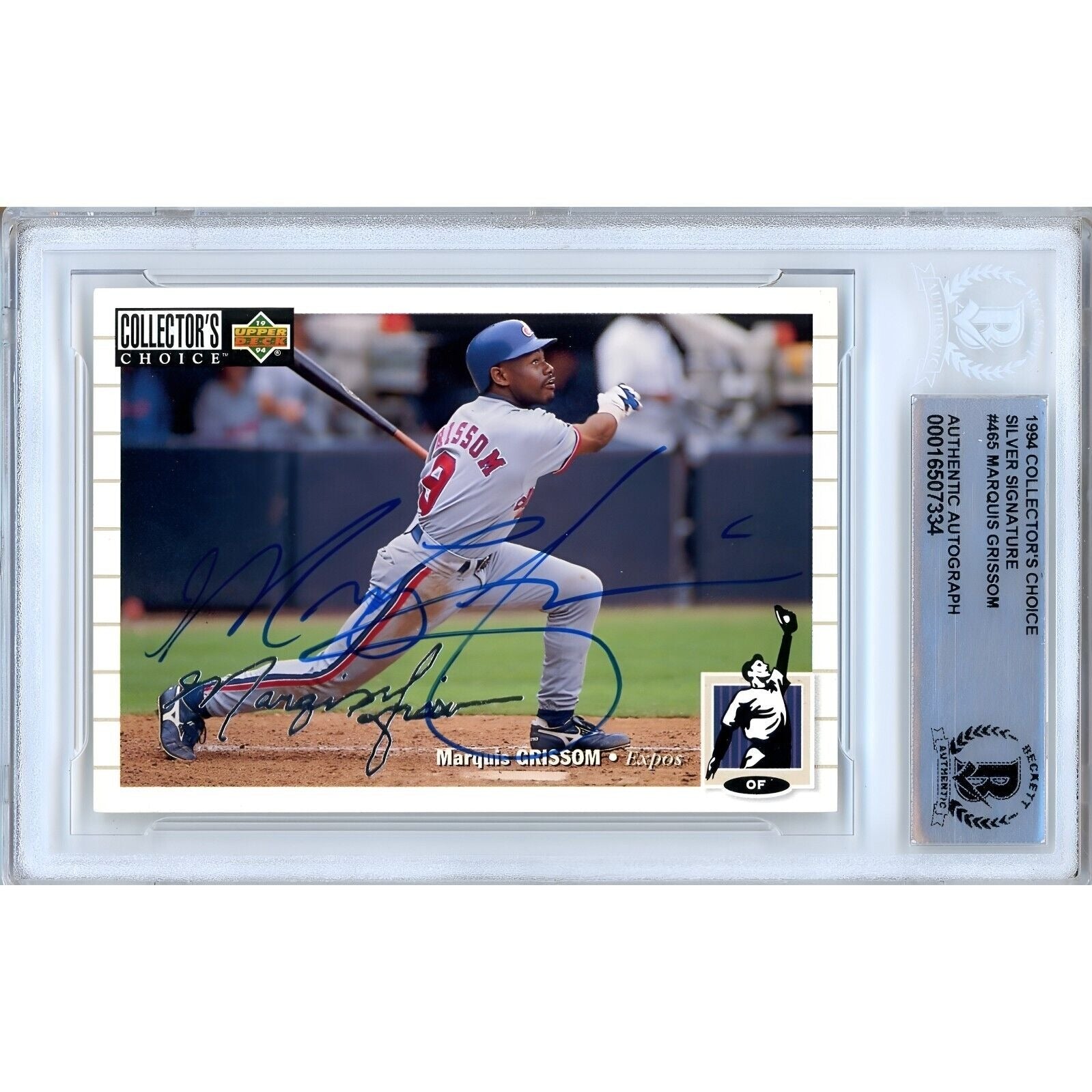 Marquis Grissom Montreal Expos autographed trading card – full view – Beckett COA