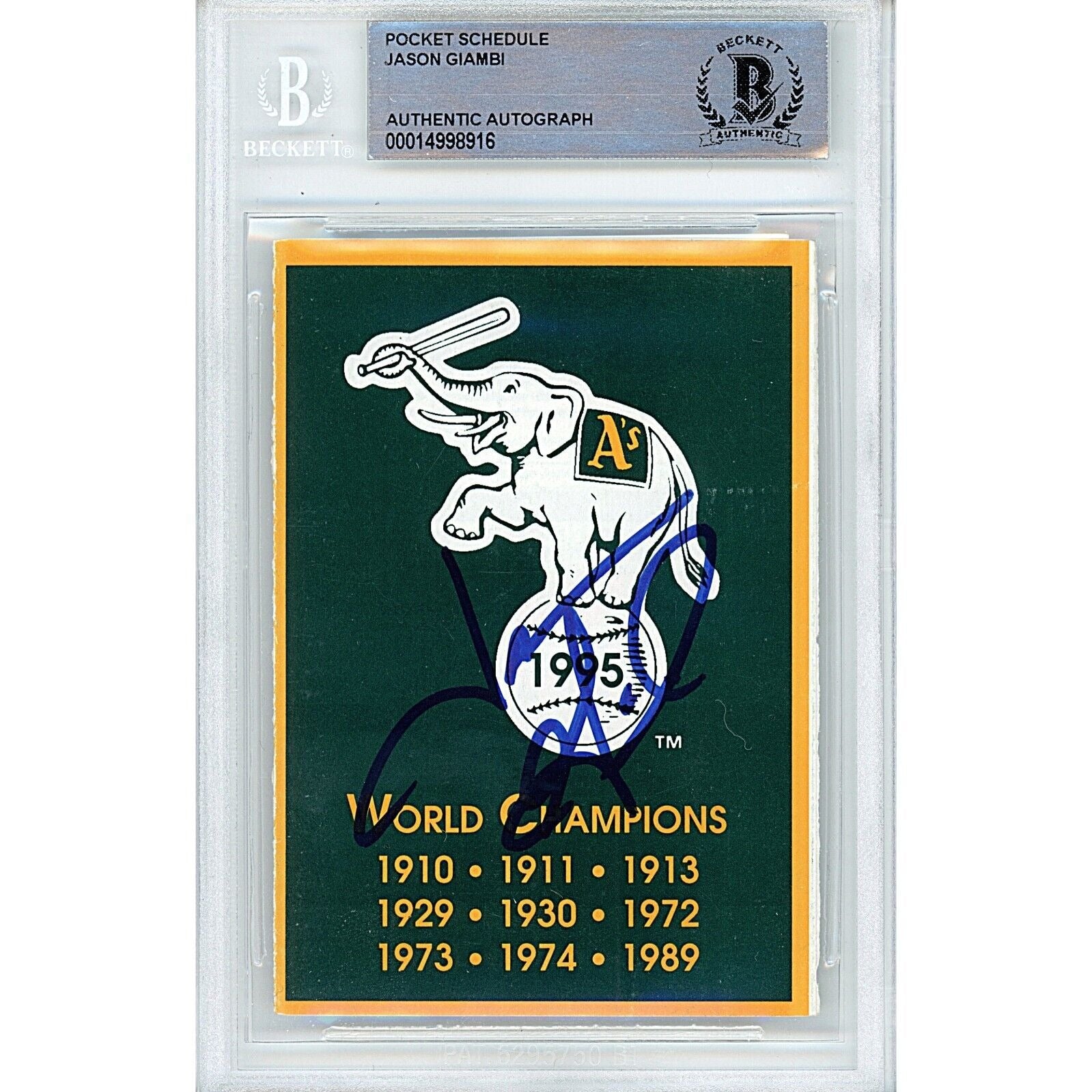 1995 #00014998916 Jason Giambi Oakland Athletics Autographed Trading Card – Beckett BAS