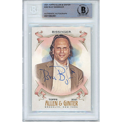 Footballs- Autographed- Buzz Bissinger Signed 2021 Topps Allen and Ginter Card Beckett Authentic Auto Slab Front