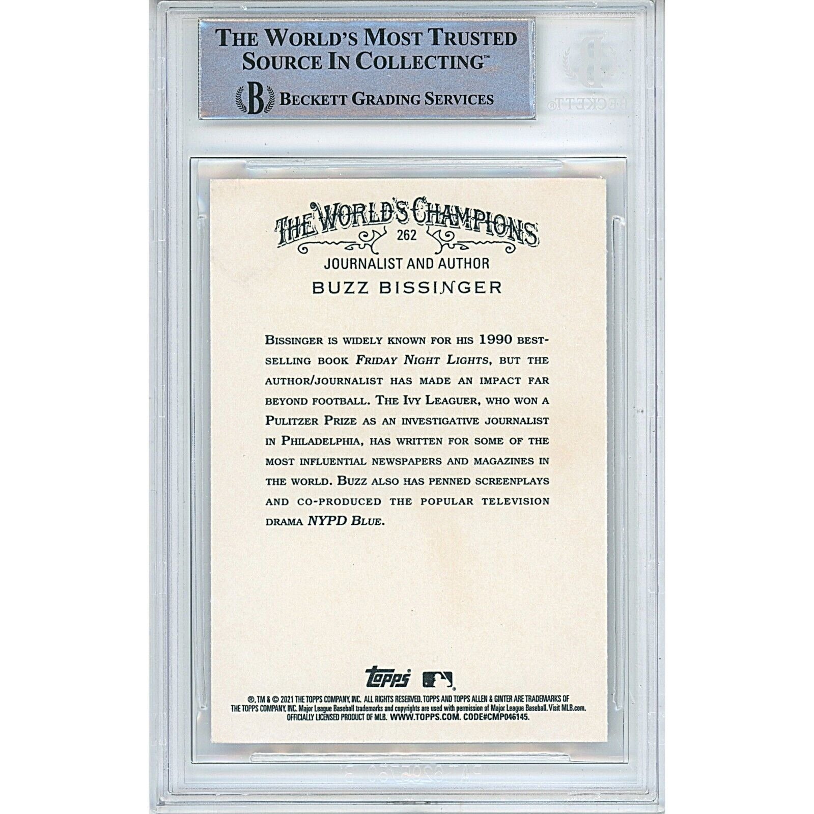 2021 Buzz Bissinger Signed Trading Card – Beckett BAS