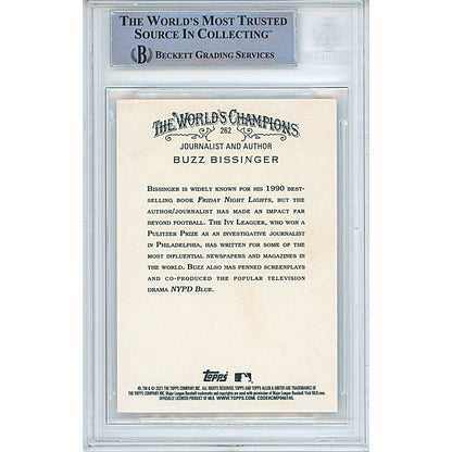 Footballs- Autographed- Buzz Bissinger Signed 2021 Topps Allen and Ginter Card Beckett Authentic Auto Slab Back