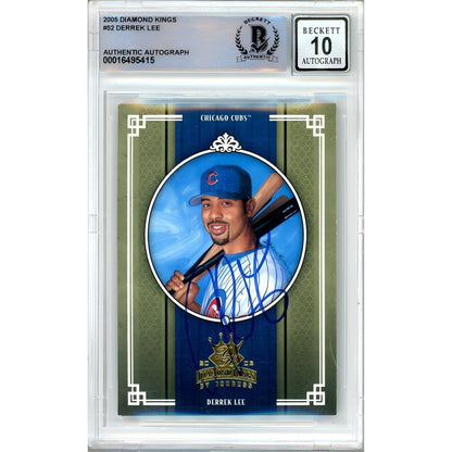 Baseballs- Autographed- Derrek Lee Chicago Cubs Signed 2005 Donruss Diamond Kings Baseball Card Beckett Authentic BGS Auto-10 Graded Slab Front