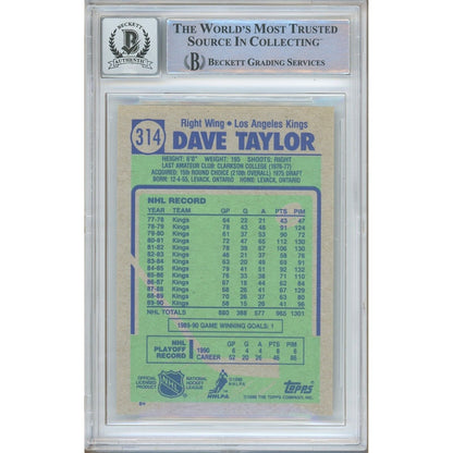 Hockey- Autographed- Dave Taylor Los Angeles Kings Signed 1990-91 Topps Hockey Card Beckett Authentic BGS Auto-10 Graded Slab Back