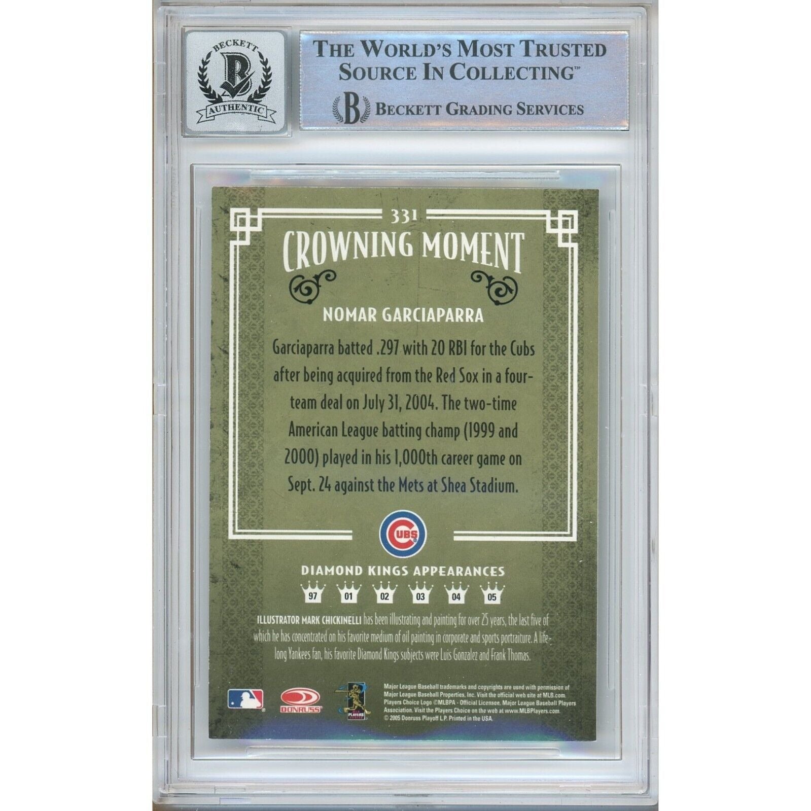 Nomar Garciaparra Chicago Cubs signed trading card – signature close-up – Beckett COA