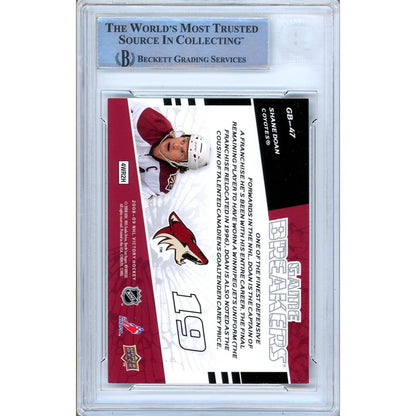 Hockey- Autographed- Shane Doan AZ Coyotes Signed 2008-09 Upper Deck Victory Game Breakers Trading Card Beckett Authentic Auto Slab Back