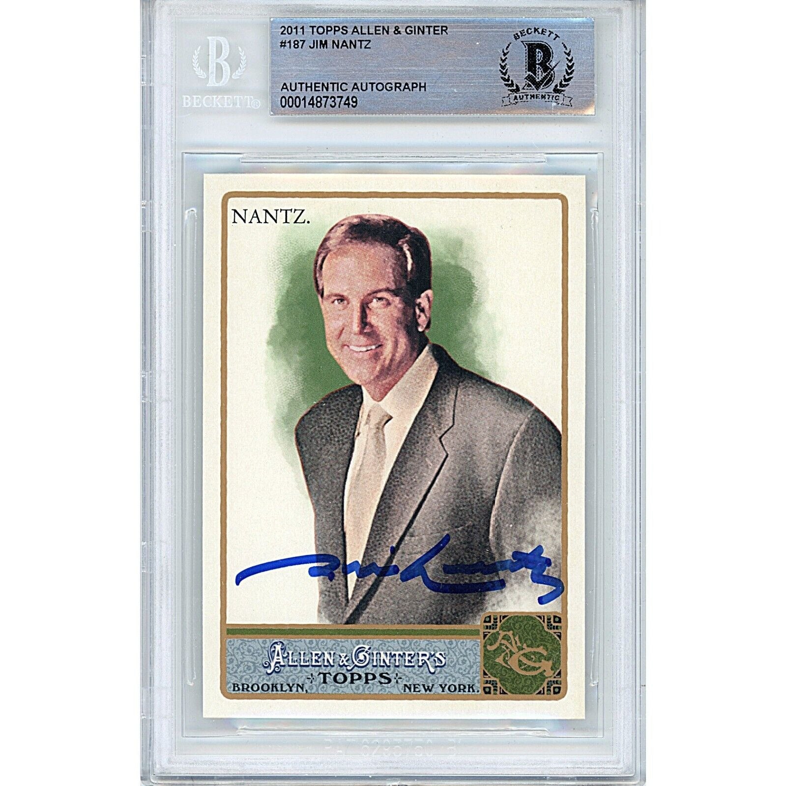 Jim Nantz autographed trading card – full view – Beckett COA