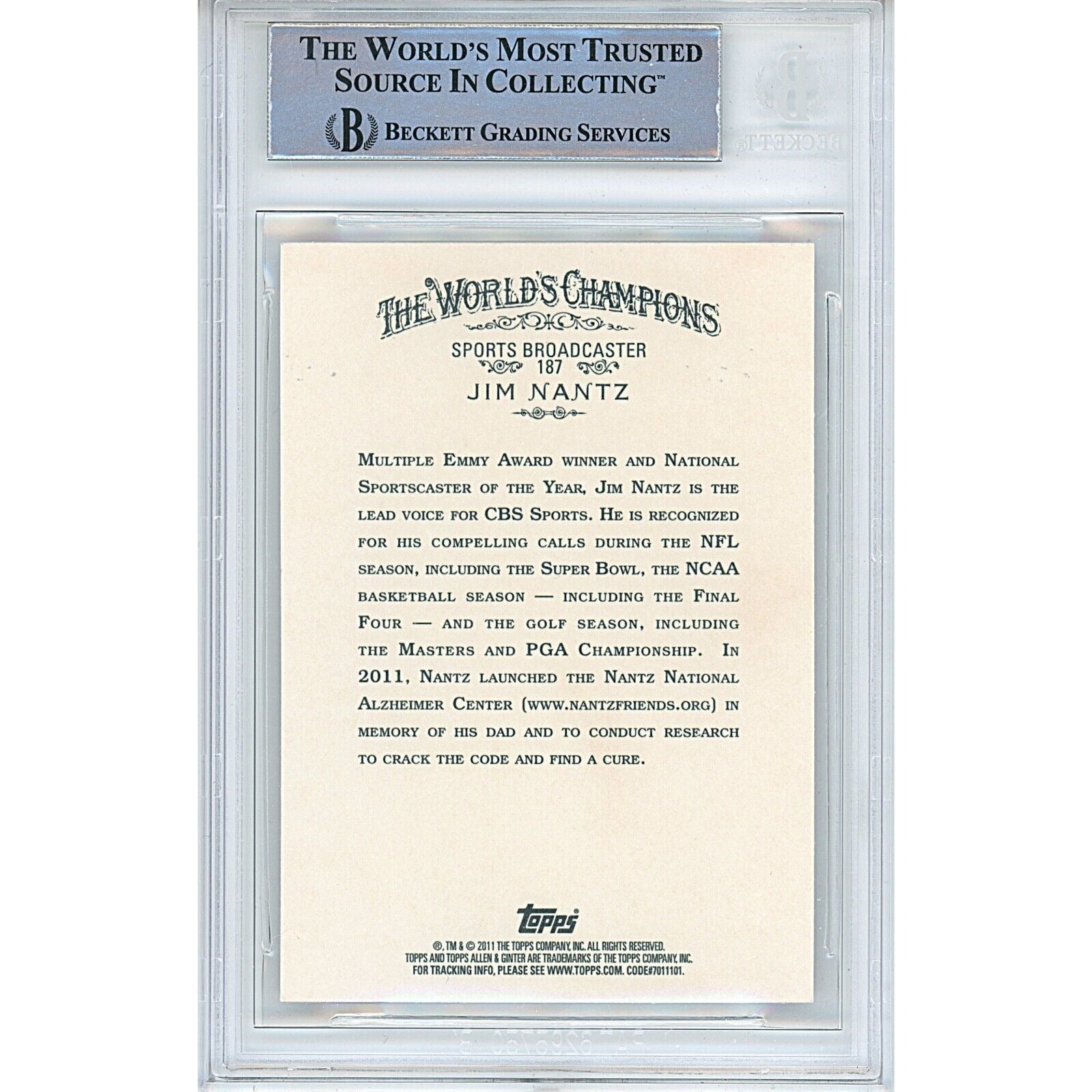 Jim Nantz signed trading card – signature close-up – Beckett COA