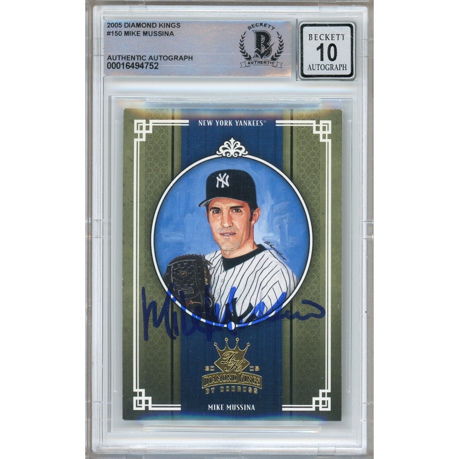 Mike Mussina New York Yankees autographed trading card – full view – Beckett COA