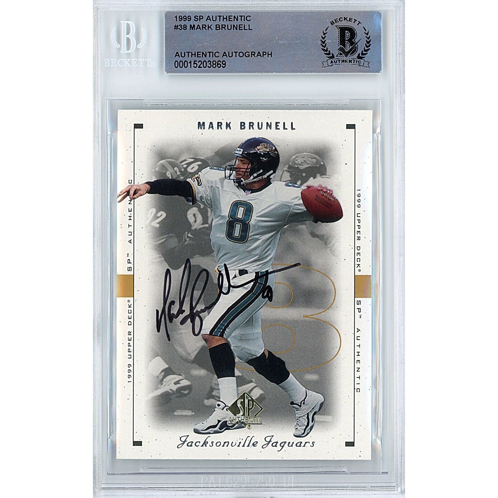 Mark Brunell Jacksonville Jaguars autographed trading card – full view – Beckett COA