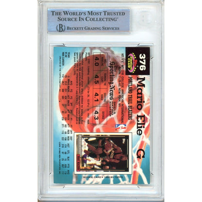 Basketballs- Autographed- Mario Elie Portland Trail Blazers Signed 1992-93 Topps Stadium Club Basketball Card Beckett Authenticated Auto Slab Back