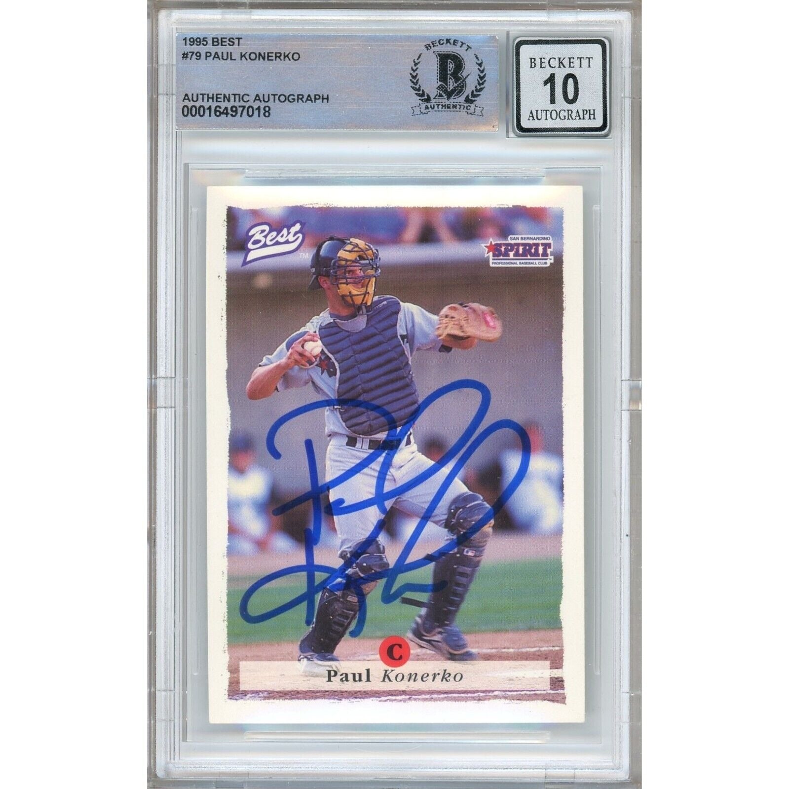 Baseballs- Autographed- Paul Konerko Los Angeles Dodgers Signed 1995 Team Best Rookie Baseball Card Beckett Authentic BGS Auto-10 Graded Slab Front