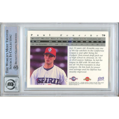 Baseballs- Autographed- Paul Konerko Los Angeles Dodgers Signed 1995 Team Best Rookie Baseball Card Beckett Authentic BGS Auto-10 Graded Slab Back