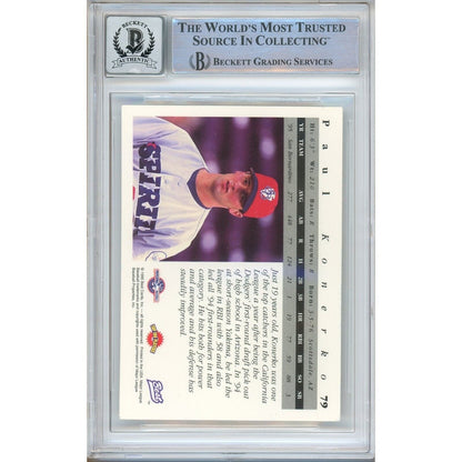 Baseballs- Autographed- Paul Konerko Los Angeles Dodgers Signed 1995 Team Best Rookie Baseball Card Beckett Authenticated BGS Auto-10 Graded Slab Back