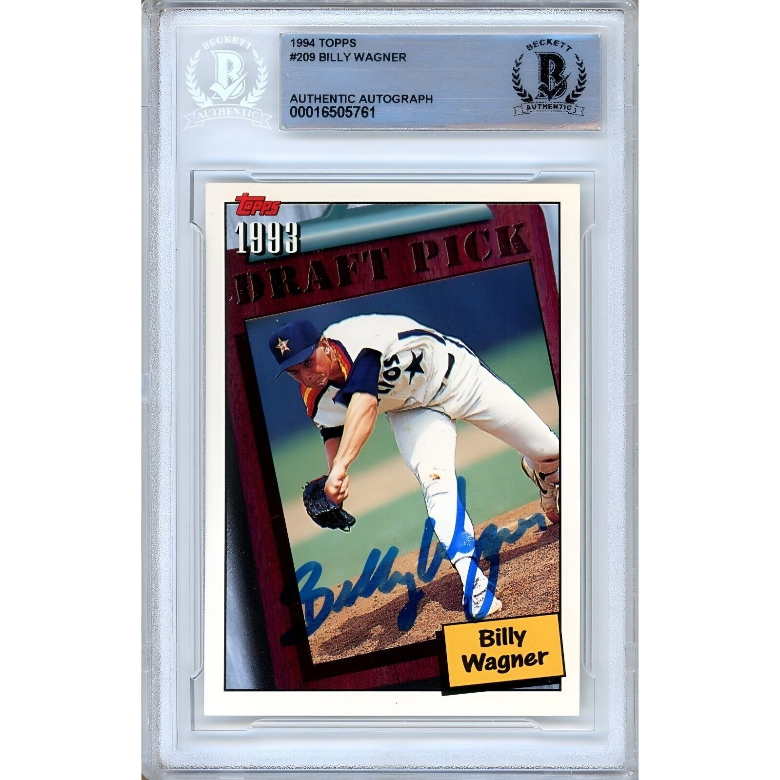 1994 Topps #209 Billy Wagner Houston Astros Autographed Trading Card – Beckett BAS