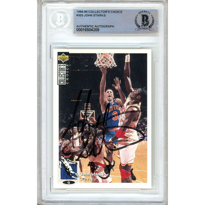 Basketballs- Autographed- John Starks New York Knicks Signed 1994-95 Collectors Choice Basketball Card Beckett Authentic Auto Slab Front