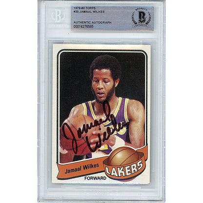 Basketballs- Autographed- Jamaal Wilkes Los Angeles Lakers Signed 1979-80 Topps Basketball Card Beckett Authentic Auto Slab Front